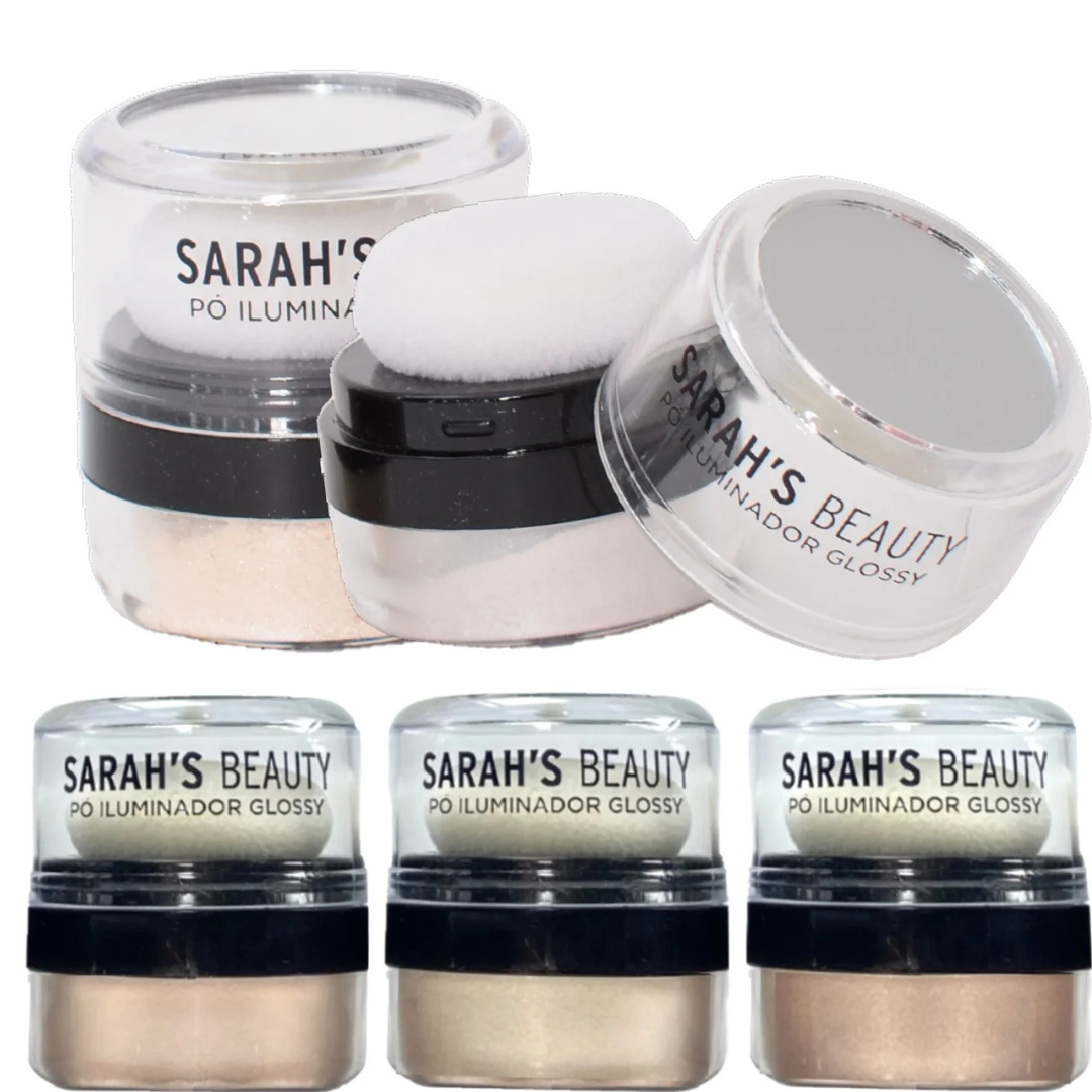 Pó Iluminador Glossy com Espelho Sarah Beauty